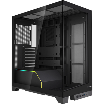  Корпус HSPD F550 (F550-TGBK), без БП, Mid Tower, Black, TG, 0.7 SPCC, no fans ATX, mITX 185/420/200mm 3x2.5" 