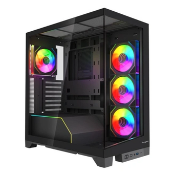 Корпус HSPD F550 (F550-TGBK-ARGB), без БП, Mid Tower, Black, TG, 0.7 SPCC, 4x120mm ARGB ATX, mITX 185/420/200mm 3x2.5" 