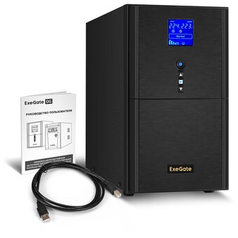  ИБП ExeGate SineTower SN-3000.LCD.AVR.3SH.1C13.RJ.USB (EX295984RUS) инвертор, синус, для котла 3000VA/2400W, чистая синусоида, LCD дисплей 