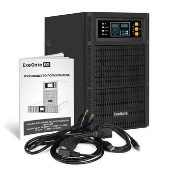  ИБП Exegate On-line ExeGate PowerExpert TL-3000.72V.LCD.AVR.3SH.USB.RS232.SNMP EX296949RUS 3000VA/3000W, On-Line, PF=1, LCD, 3*Schuko, RS232, USB 