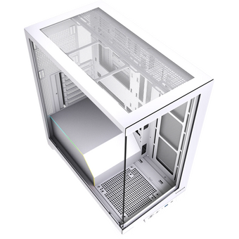  Корпус HSPD F550 (F550-TGWH), без БП, Mid Tower, White, TG, 0.7 SPCC, no fans ATX, mITX 185/420/200mm 3x2.5" 
