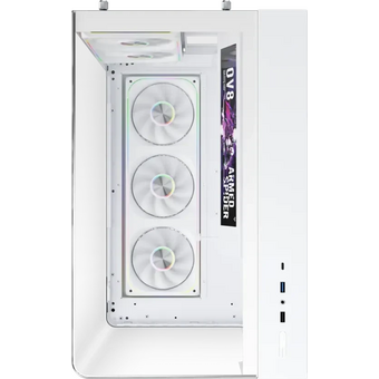  Корпус 1STPLAYER OV8S White (OV8S-WH-1FP7R-3-W-1FP7-2-W-HUB3) / ATX BTF / 9.16" LCD display / 5x120mm ARGB fans hub 