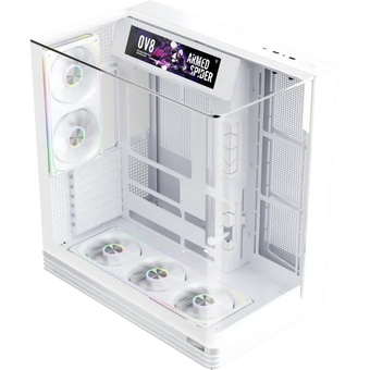  Корпус 1STPLAYER OV8S White (OV8S-WH-1FP7R-3-W-1FP7-2-W-HUB3) / ATX BTF / 9.16" LCD display / 5x120mm ARGB fans hub 