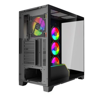  Корпус HSPD F550 (F550-TGBK-ARGB), без БП, Mid Tower, Black, TG, 0.7 SPCC, 4x120mm ARGB ATX, mITX 185/420/200mm 3x2.5" 