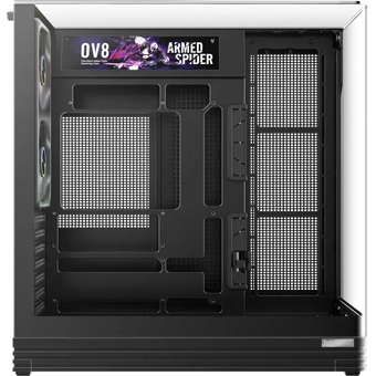  Корпус 1STPLAYER OV8S Black (OV8S-BK-1FP7R-3-1FP7-2-HUB3) / ATX BTF / 9.16" LCD display / 5x120mm ARGB fans hub 
