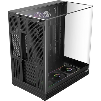  Корпус 1STPLAYER OV8S Black (OV8S-BK-1FP7R-3-1FP7-2-HUB3) / ATX BTF / 9.16" LCD display / 5x120mm ARGB fans hub 
