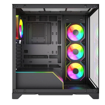  Корпус HSPD F550 (F550-TGBK-ARGB), без БП, Mid Tower, Black, TG, 0.7 SPCC, 4x120mm ARGB ATX, mITX 185/420/200mm 3x2.5" 