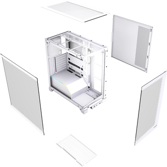  Корпус HSPD F550 (F550-TGWH), без БП, Mid Tower, White, TG, 0.7 SPCC, no fans ATX, mITX 185/420/200mm 3x2.5" 