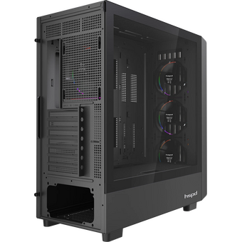  Корпус HSPD F760 (F760-TGBK-ARGB), без БП, Mid Tower, Black, TG, 0.5 SPCC, 4x120mm ARGB E-ATX, ATX, mITX 165/420/200mm 2x2.5" 