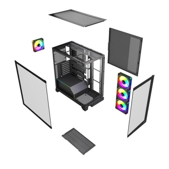  Корпус HSPD F550 (F550-TGBK-ARGB), без БП, Mid Tower, Black, TG, 0.7 SPCC, 4x120mm ARGB ATX, mITX 185/420/200mm 3x2.5" 