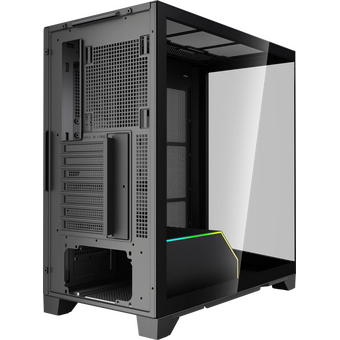  Корпус HSPD F550 (F550-TGBK), без БП, Mid Tower, Black, TG, 0.7 SPCC, no fans ATX, mITX 185/420/200mm 3x2.5" 