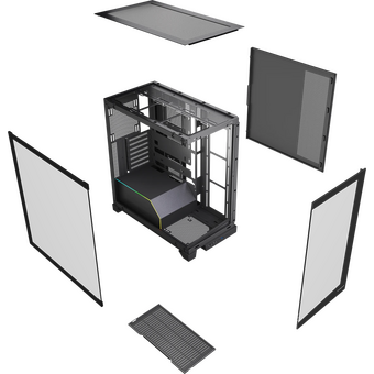  Корпус HSPD F550 (F550-TGBK), без БП, Mid Tower, Black, TG, 0.7 SPCC, no fans ATX, mITX 185/420/200mm 3x2.5" 