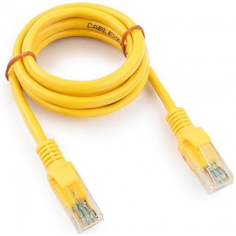  Патч-корд Cablexpert PP12-1M/Y UTP5e, 1 м, литой, многожильный, биметалл CCA, 26AWG, PVC, жёлтый 