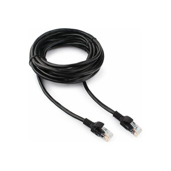  Патч-корд Cablexpert PP12-5M/BK UTP5e, 5 м, литой, многожильный, биметалл CCA, 26AWG, PVC, чёрный 