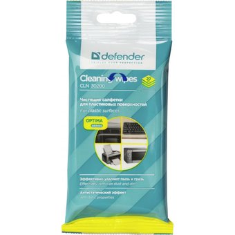  Чистящие салфетки Defender ECO для пластик.поверхностей, (не для ЖК- экранов) /мягкая упаковка/ 20 шт 