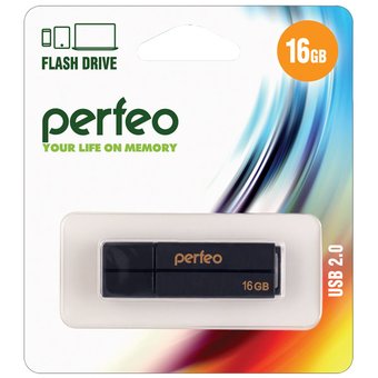  USB-флешка 16G USB 2.0 Perfeo C01G2 Black (PF-C01G2B016) 