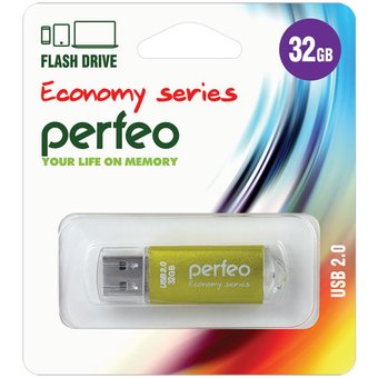  USB-флешка 32GB USB 2.0 Perfeo E01 Gold economy series (PF-E01Gl032ES) 