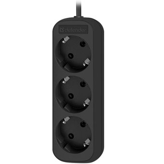  Удлинитель с заземлением Defender M330 3.0 м, 3 розетки, черный (99322) 