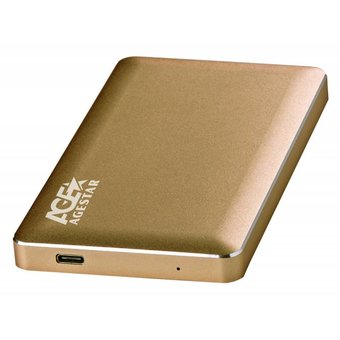  Корпус для HDD/SSD 2.5" Sata3 USB3.0 Type-C AgeStar 3UB2A16C, алюминий, золотистый 