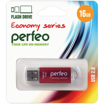  USB-флешка 16GB USB 2.0 Perfeo E01 Red economy series (PF-E01R016ES) 