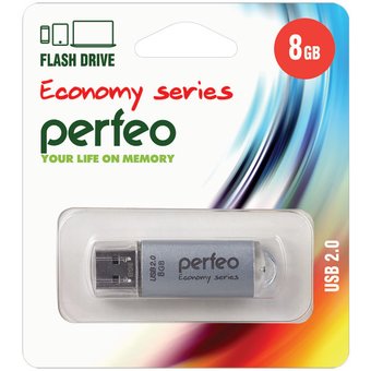  USB-флешка 8GB USB 2.0 Perfeo E01 Silver economy series (PF-E01S008ES) 