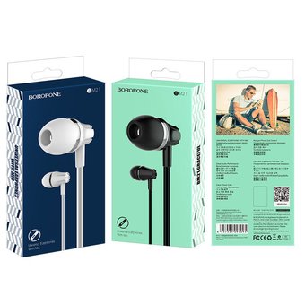  Наушники Borofone BM21 Graceful universal earphones with mic, black 