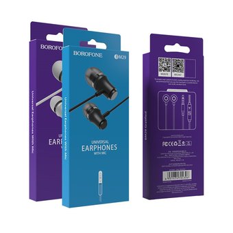  Наушники Borofone BM29 Gratified Universal earphones with mic, silver 