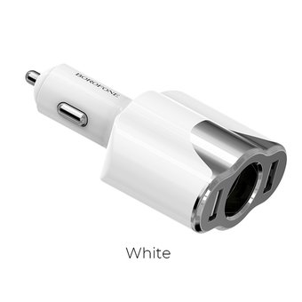  АЗУ Borofone BZ7 DriveGo dual port with cigarette lighter socket car charger, white 