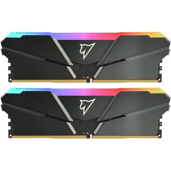  ОЗУ Netac Shadow NTSRD4P32DP-32E DDR4 DIMM 32Gb (16Gbx2) PC25600, 3200Mhz, RGB, CL16 Grey, 1.35V, с радиатором 