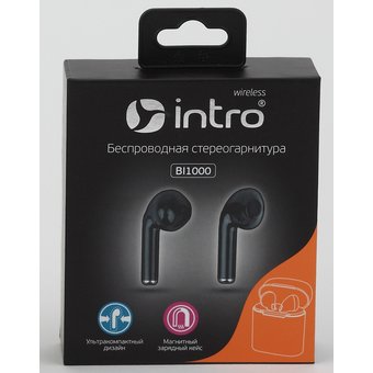  Наушники bluetooth Intro BI1000 черные 