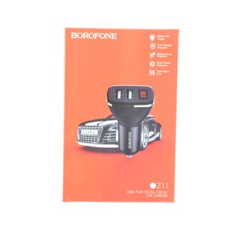  АЗУ Borofone BZ11 5V/2,1A 2USB display car charger, black 