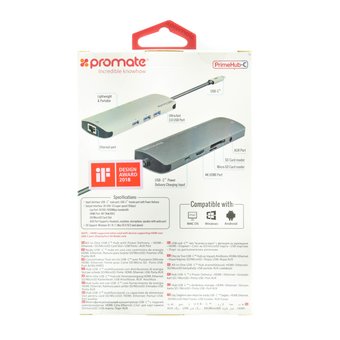  Адаптер Promate PrimeHub-C All-in-One USB Type-C™ (grey) 