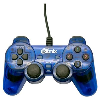  Геймпад Ritmix GP-006 Blue, USB, 19 кнопок, вибрация, PC, 1.5м 
