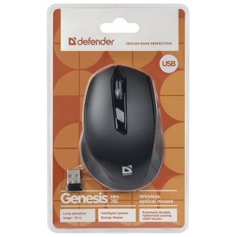  Мышь Defender Genesis MM-785 Black, Wireless, 6 кн., 2400 dpi, USB 