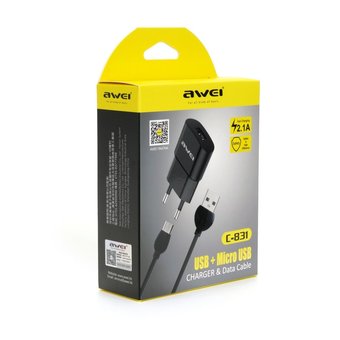  СЗУ Awei C-831 USB +Micro 2.1A Black 