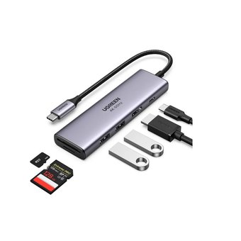  Адаптер UGreen CM511 (60384) USB-C Multifunction Adapter with PD Chargingсерый космос 