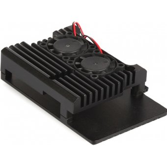  Корпус Qumo (RS010) Aluminum case with double black fans, Raspberry Pi 4, black 