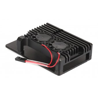  Корпус Qumo (RS010) Aluminum case with double black fans, Raspberry Pi 4, black 
