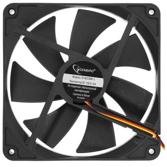  Вентилятор Gembird (D14025BM-3) 140x140x25, шарикоподшипник, 3 pin, провод 40 см 
