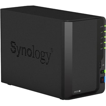  Сетевое хранилище Synology DS220+ DC 2,0GhzCPU/2GB(upto6)/RAID0,1/up to 2HDDs SATA(3,5' 2,5')/2xUSB3.0/2GigEth/iSCSI/2xIPcam(up to 25)/1xPS /2YW 