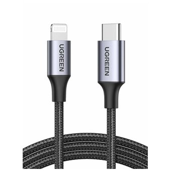  Кабель UGreen US304 (60759) USB-C to Lightning M/M Cable Aluminum Shell Braided 1 м черный 