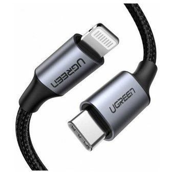  Кабель UGreen US304 (60759) USB-C to Lightning M/M Cable Aluminum Shell Braided 1 м черный 