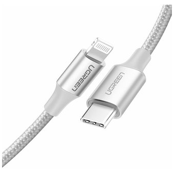  Кабель UGreen US304 (70525) USB-C to Lightning Cable Braided 2 м серебристый 