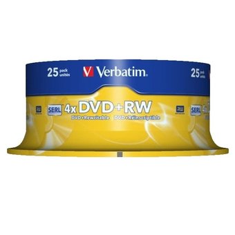  Диск DVD+RW Verbatim 4.7Gb 4x Cake Box (25шт) (43489) 