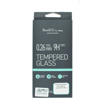  Защитное стекло BoraSCO Full Cover+Full Glue для Samsung Galaxy A80, Черная рамка 