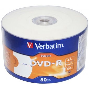  Диск DVD-R Verbatim 4.7Gb 16x bulk (50шт) Printable (43793) 