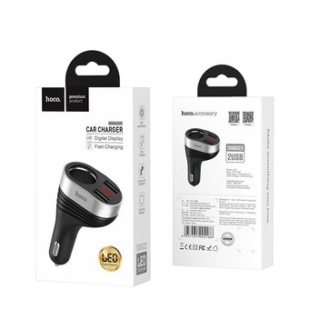  АЗУ HOCO Z29 Regal digital display cigarette lighter,black 