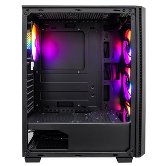  Корпус 1STPLAYER Fire Dancing V4-G (V4-G-4F1)/ATX, TG/4x120mm LED fans inc. 