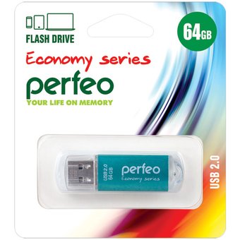  USB-флешка 64GB USB 2.0 Perfeo E01 Green economy series (PF-E01G064ES) 