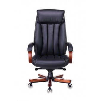  Кресло руководителя Бюрократ T-9922Walnut/Black черный кожа крестовина дерево 